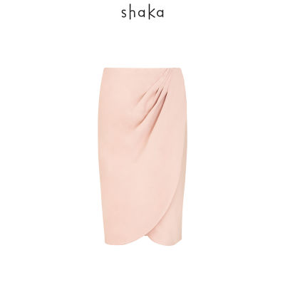 Shaka SS21 Satin Draping Skirt กระโปรงสั้น ผ้าเครปซาติน จับจีบป้ายกันขวาทับซ้าย SK-S210505