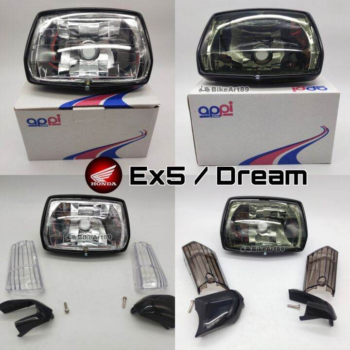 Head Lamp Cover EX5 / Dream Honda With Signal Cover Diamond Smoke or