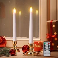 White 7.9In LED Candles Timer Remote&amp;Andlestick Wedding Taper Candle Battery Operated Christmas Decoration Electronic Candle