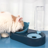 Dog Bowl with Stand Automatic Water Storage Dispenser Cat Food Bowl 2-in-1 Splash-proof Water Container Elevated Removable