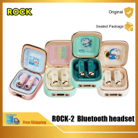 ROCK-2โดราเอมอนชุดหูฟังบลูทูธชุดหูฟังไร้สายแมวสำหรับอุปกรณ์ IOS.