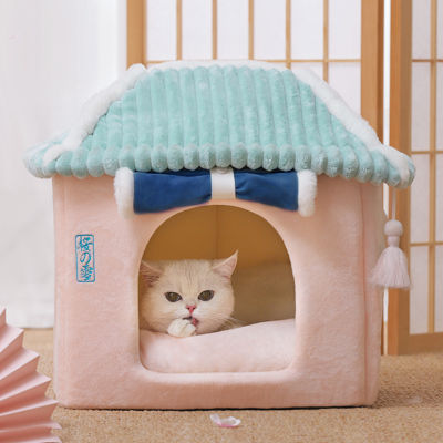 Hoopet Cute Fully Enclosed House For Cats Warmth Winter Pet House Super Soft Sleeping Bed For Puppy Cat House Suppliers