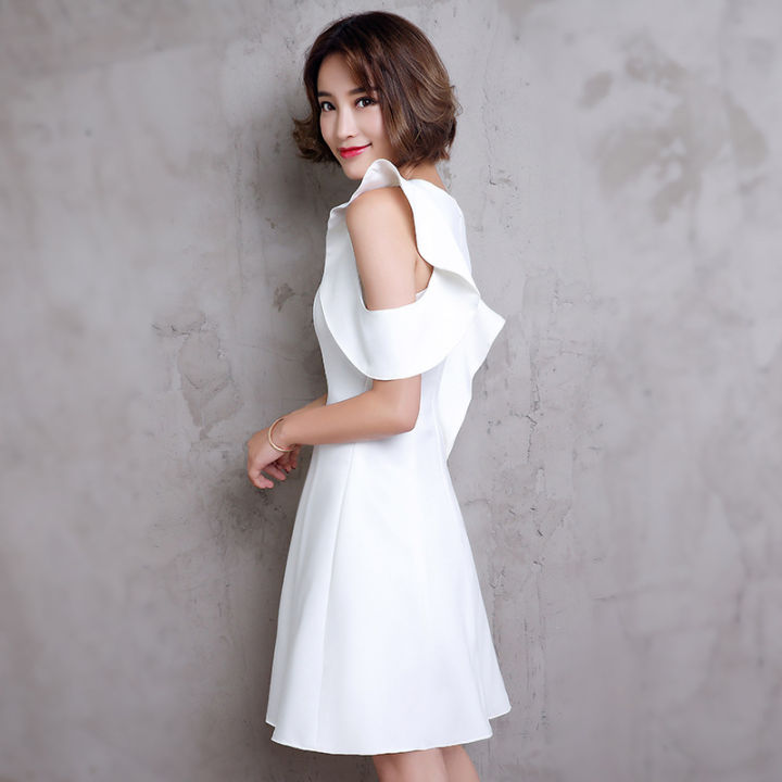 white-evening-dress-womens-2022-new-fashion-short-slim-host-dress-womens-party-dress