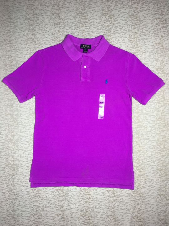 Áo thun polo nam Polo Ralph Lauren cotton cổ bẻ ngắn tay màu tím size L |  