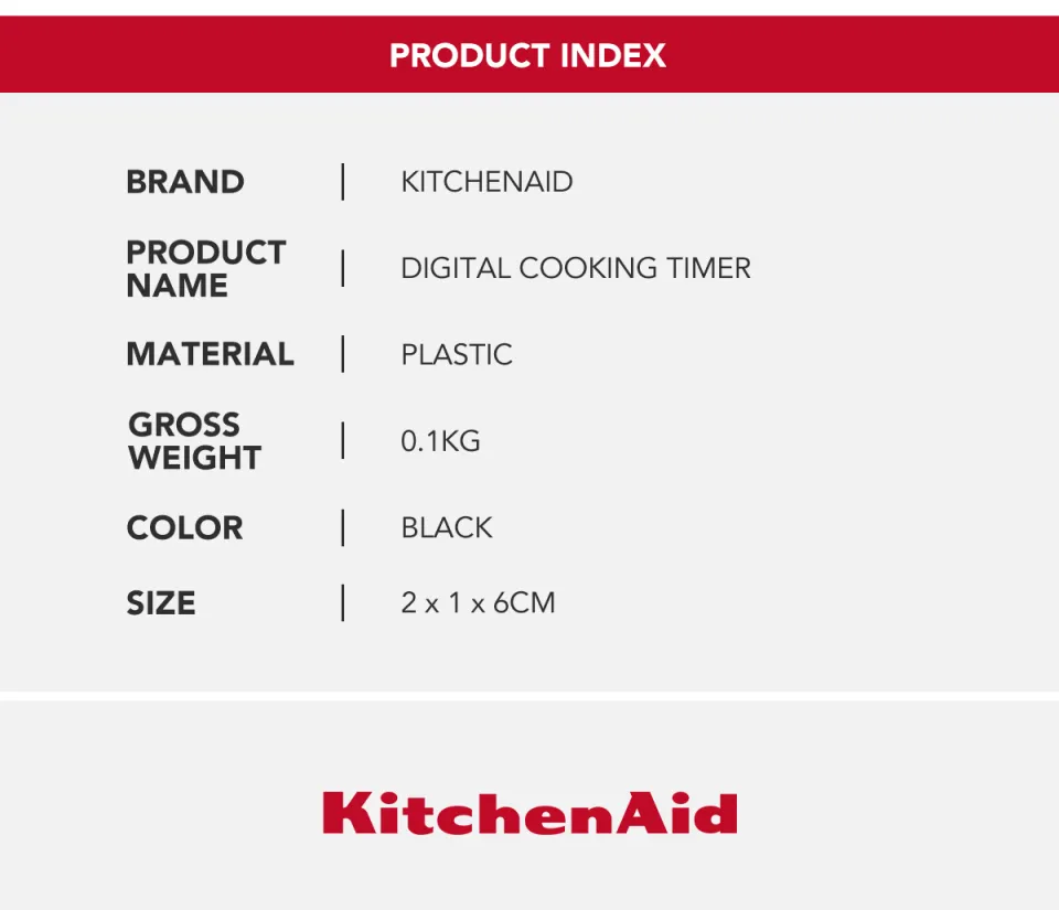 KitchenAid Digital Timer Cooks Series White Cooking - New Duracell Battery.  10Hr