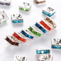 ❄✈ 100pcs 6x6x3mm Square Brass Rhinestone Beads Loose Spacer Beads for Jewelry Making DIY Bracelet Necklace Findings Hole 1mm