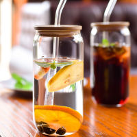 Glass Cups for Coffee and Tea Tableware Transparent Glass Cup With Lid and Straw Drinkware Drinking Glasses Mug Espresso Iced