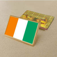 Ivory Coast flag pin 2.5*1.5cm zinc die-cast PVC colour coated gold rectangular rectangular medallion badge without added resin