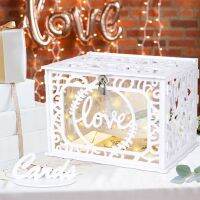 Wedding Card Box Envelope Gift Card Wooden Boxes Hollow Floral Pattern Invitation Card DIY Box Wedding Party Decoration Supplies