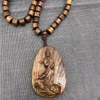 Agarwood เจ้าแม่กวนอิมจี้สร้อยคอเพื่อให้ปลอดภัยและเป็นมงคลไม้ข้อความผู้หญิง