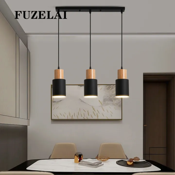 Fuzelai 3 Lights Metal Chandelier, Dining Light Fixtures Black