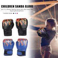 2pcs Breathable Kids Muay Thai Sparring Flame Gloves Punching Boxing Gloves