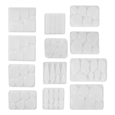 Resin Jewelry Molds,12 PCS Earring Resin Molds Silicone with Hole, Jewelry Casting Molds for Epoxy Resin, Resin Molds