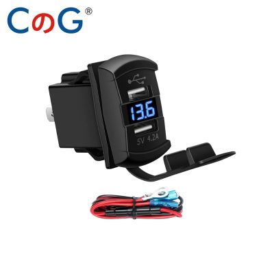 CG Dual USB Car Charger 4.2A Rocker Switch Charge Socket LED Digital Voltmeter for Rocker Marine Switch Panel on Boat RV Vehicle