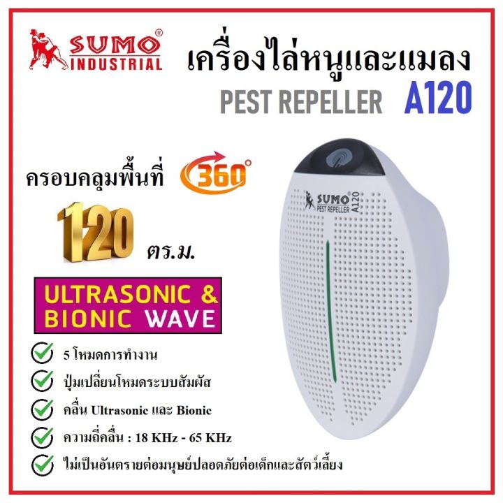 sumo-เครื่องไล่หนู-ไล่แมลงสาบ-รุ่น-a120-มี-5-โหมดในการใช้งาน-สำหรับไล่หนู-แมลงสาบ-และแจ้งเตือนเมื่อมีหนูและแมลงสาบ