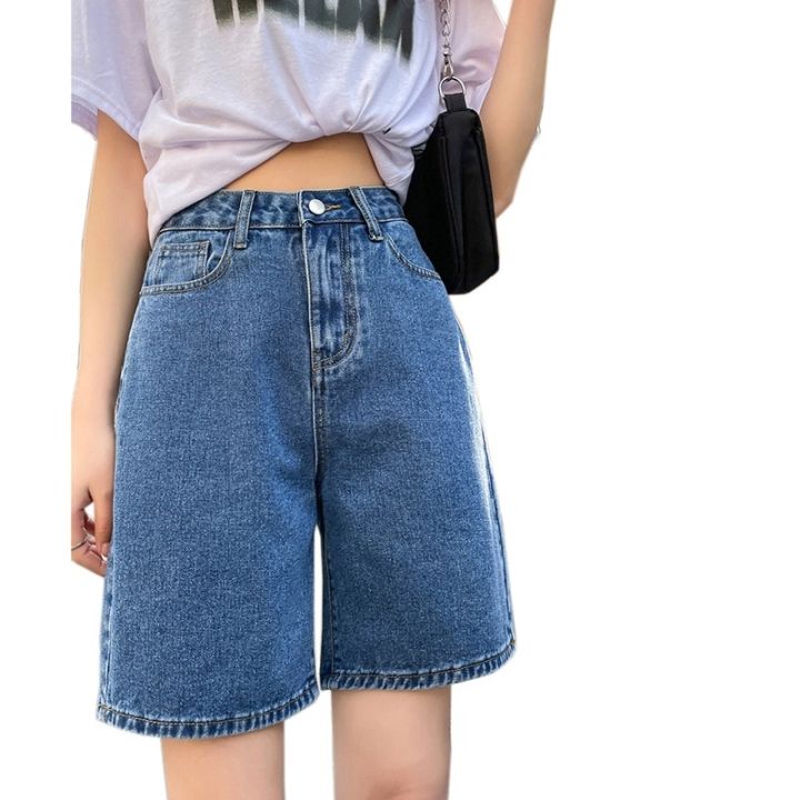 korean-style-classic-denim-shorts-women-summer-blue-high-waisted-shorts-wide-leg-pants-streetwear-stright-jeans-womens-shorts