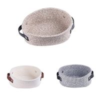 Woven Basket for Storage Oval Rope Coil Baskets with Handle Mini Cotton Basket Little Organizer Bins Nursery Room