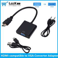 LccKaa 1080จุด HDMI เข้ากันได้กับ VGA อะแดปเตอร์แปลงสายเคเบิ้ลที่มี3.5มิลลิเมตรเสียงพอร์ต USB พลังงานสำหรับ PS34 X แล็ปท็อป HD โปรเจคเตอร์