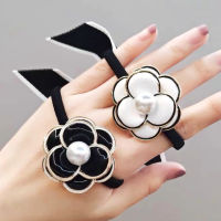 【CW】Korea Fashion Simple Hair Tie Bow Pearl Camellia Head Rope Temperament Fresh Hair Rope Small Rubber Band Accessories for Girls