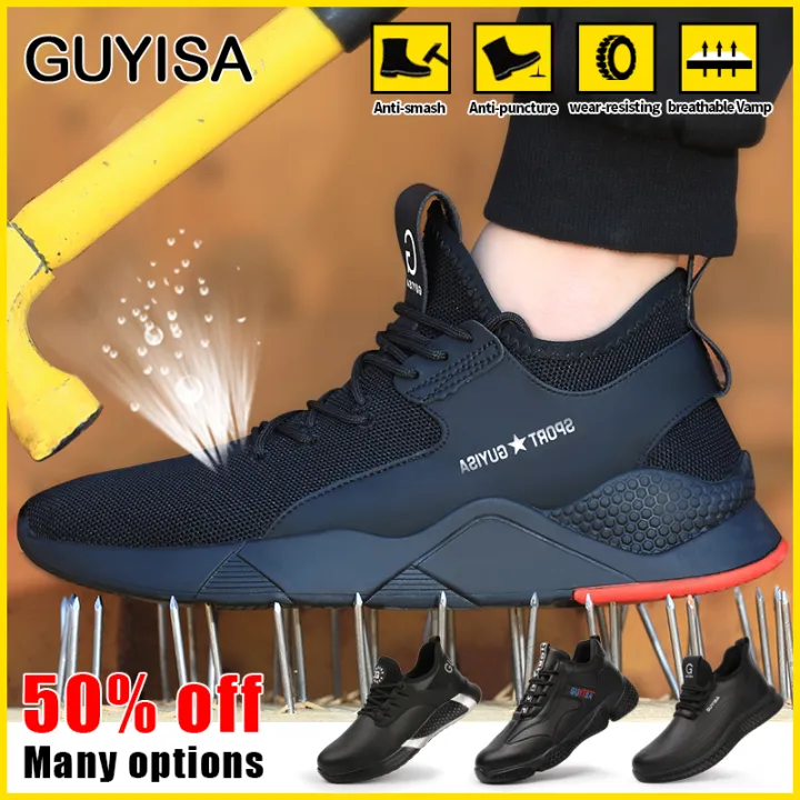 GUYISA safety shoes men new kasut lelaki safety shoes working safety boots men kasut safety lelaki waterproof