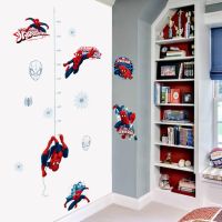 Autocollant mural en vinyle Spider Man pour chambre denfant smiley imprimé smiley héros règle de hauteur créatif art décoration dintérieur