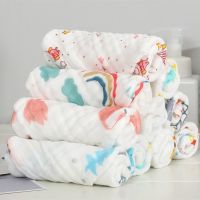 ◐ 30x30cm Baby Saliva Towels 6 Layer Cotton Gauze Burp Cloth Cartoon Newborn Square Absorbent Feeding Bibs Washcloth Handkerchief