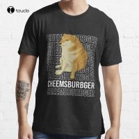 Cheems Cheemsburbger Text T-Shirt Cotton Tee Shirt Custom Aldult Teen Unisex Digital Printing Tee Shirt Fashion Funny New Cotton