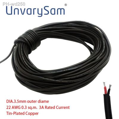 UnvarySam Black Jacketed LED Extension Cable Wire Cord 2Pin 22AWG 3A Rated Current PVC insulated wire for waterproof connector