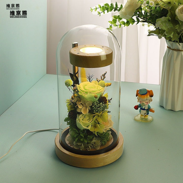 โคมไฟแก้วทำจากดอกไม้นางฟ้ารัศมี-ของขวัญวันหยุดแต่งงานโคมไฟข้างเตียงห้องนอนหรี่ไฟกลางคืน
