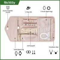 F8C503Y ถุงเก็บสัมภาระ มีกระเป๋าซิป แปรงแต่งหน้า เครื่องสำอางเล็บ ที่จัดเก็บเครื่องประดับสำหรับการเดินทาง กระเป๋าเคสขนาดเล็ก กล่องใส่เครื่องประดับ ม้วนพับได้