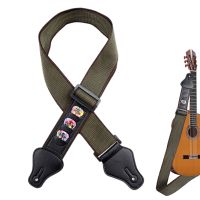 【cw】 Soft Cotton Straps With 3 Pick Holders Adjustable Bass Electric And Guitars 【hot】