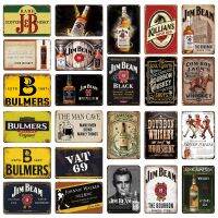 ป้ายดีบุกวินเทจสำหรับ Home Club Irish Bar Wall Decor - Jimbeam Bulmers Whisky Logo