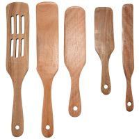 5Pcs Wooden Spatula Set Wood Spoons for Cooking, Spurtles Wood Kitchen Natural Teak Utensils Tools