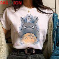 Totoro Studio Ghibli เสื้อยืดคู่ฮาราจูกุน่ารักผู้หญิงเสื้อยืดเอวลอยสวยงาม