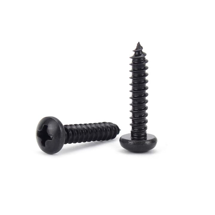 5-50pcs-m3-5-m3-9-m4-2-m5-m5-5-m6-3-black-304-a2-stainless-steel-cross-phillips-pan-round-head-self-tapping-wood-working-screw