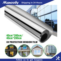 Manooby 200/300ซม. กระจกเงาทางเดียวฟิล์มหน้าต่างความเป็นส่วนตัวกันแดดสติ๊กเกอร์ติดกระจกควบคุมความร้อนฟิล์มสะท้อนแสงสีหน้าต่างกาวตนเอง