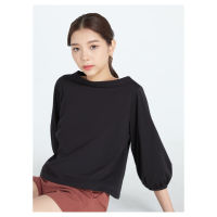 YNO Puff sleeves boat neck t-shirt เสื้อยืดคอปาดแขนพอง 3/4 ส่วน 21100