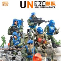 2เซ็ต/แพ็คFigurinesบล็อกทหารชุดUN Peacekeeping Forceตัวเลขการกระทำของเล่นเด็กของขวัญวันเกิด