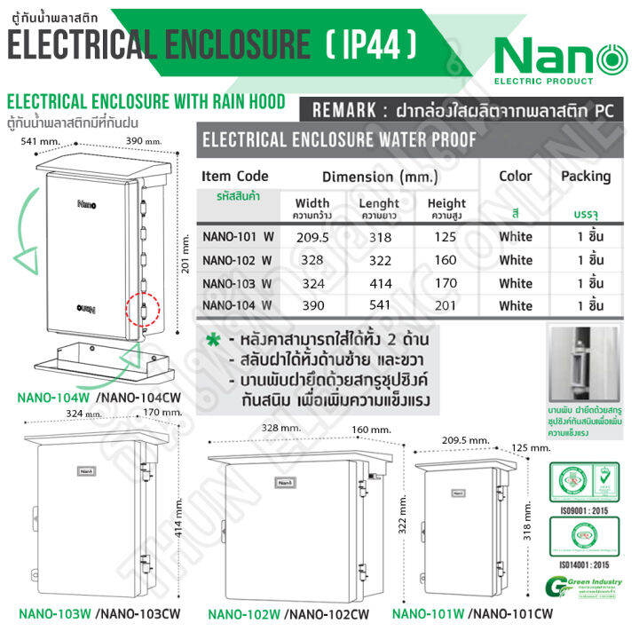 nano-ตู้กันน้ำพลาสติก-ฝาใส-สีขาว-เบอร์-1-รุ่น-nano101cw-ตู้กันน้ำ-กันน้ำ-กันฝุ่น-ตู้คอนโทรล-ตู้กันฝน-ฝาใส-ตู้กันน้ำพลาสติก-101cw-นาโน-ธันไฟฟ้า