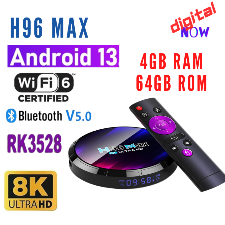 H96 Max RK3528 Android 13 WIFI 6 4GB RAM 64GB ROM Bluetooth 5 Support ...
