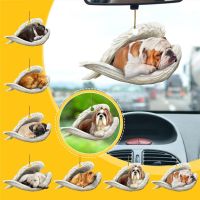 WSjb 1PC Sleeping Angel Dogs Hung Ornament Keychain Interior Rear View Mirror Decor Cute Funny Home Door Head Ornament Gifts 2022