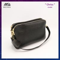 แนะนำ? MLN BAGS ไซส์ Lกระเป๋าสะพายข้าง รุ่นCHRISS มีสามช่อง เพิ่มสายสะพายไหล่ ใส่กระเป๋าตังค์ใบยาวได้