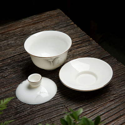 Tea Bowl 140ml Creative Ceramic Porcelain Tea Tureen Chinese Kung Fu Teaware Drinkware Master Cup Gaiwan Puer Cups Decor Crafts