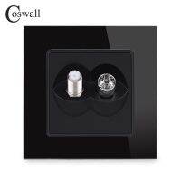 【Top-rated】 【original】 Coswall หน้าจอโทรศัพท์คริสตัลเทมเปอร์สำหรับทีวีตัวเมียพร้อมเต้ารับเบ้าติดผนังซีรีย์สีเทาดำ