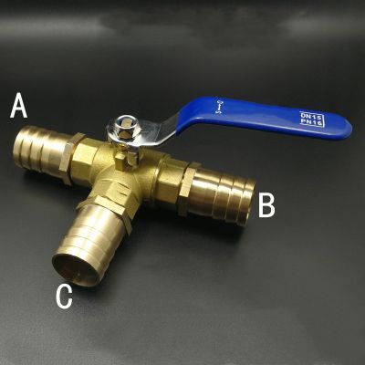 8mm Hose Barb Three Way Tee Type T-Port Brass Ball Valve For Water Oil Air