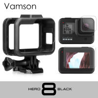 เคสสำหรับ Gopro Hero 8สีดำฝาครอบป้องกันขอบกระจกเทมเปอร์ป้องกันหน้าจอสำหรับ Gopro VP652อุปกรณ์เสริม