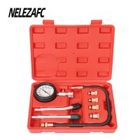 ℗◕☢ 8Pcs Car Pressure Gauge Tester Kit Automobiles Petrol Engine Compression Leakage Diagnostic Compressometer Tools with Tool Box