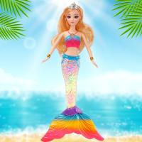 Lovely Colorful Light Music Princess Mermaid Plastic Doll for Girl Toddler Gift 36cm