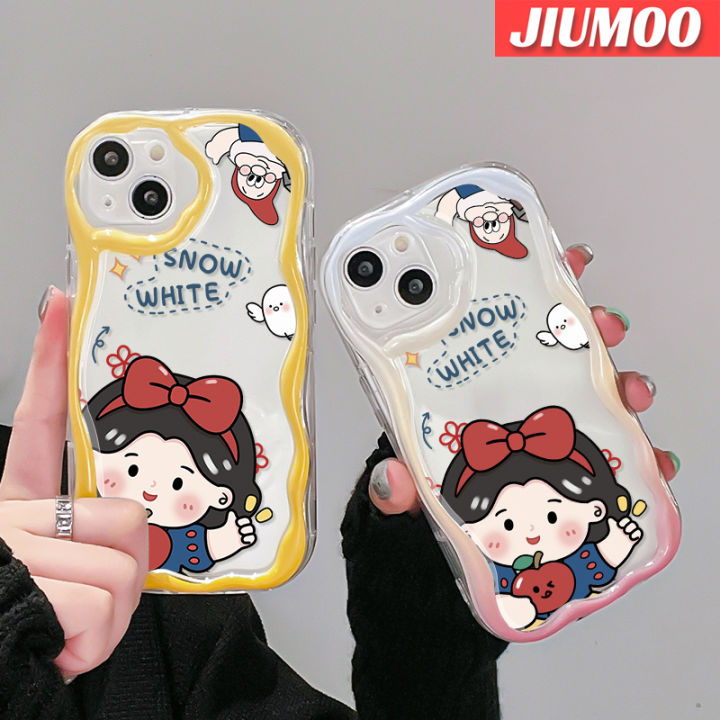 jiumoo-เคส-a71ปลอกสำหรับ-samsung-galaxy-a72-4g-a72-5g-ขอบคลื่นสีขาวหิมะน่ารักโปร่งใสเนื้อครีมเคสมือถือซิลิโคนนิ่มกันกระแทกแบบใสเคสป้องกันเลนส์กล้อง