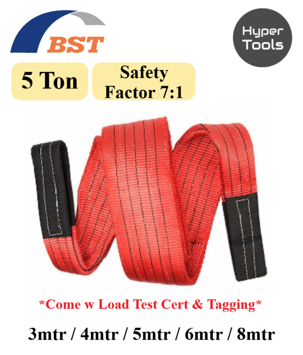 BST Webbing Sling Belt 7:1 - 5 Ton x 3mtr / 4mtr / 5mtr / 6mtr / 8mtr ...